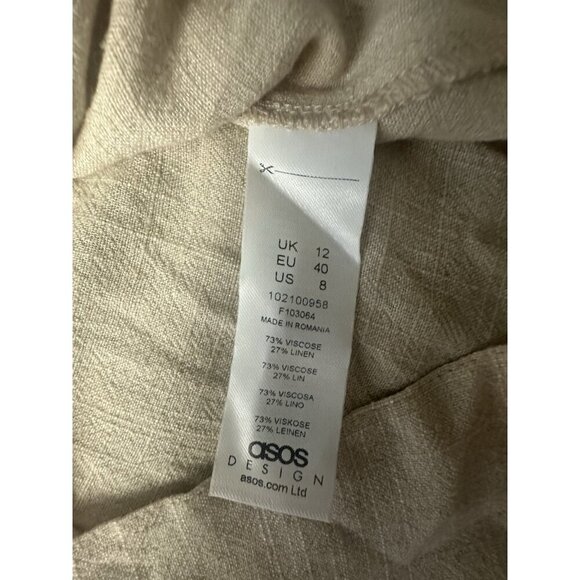 ASOS DESIGN Women’s linen sleeveless knot front mini NATURAL Size 8 New - Picture 10 of 13